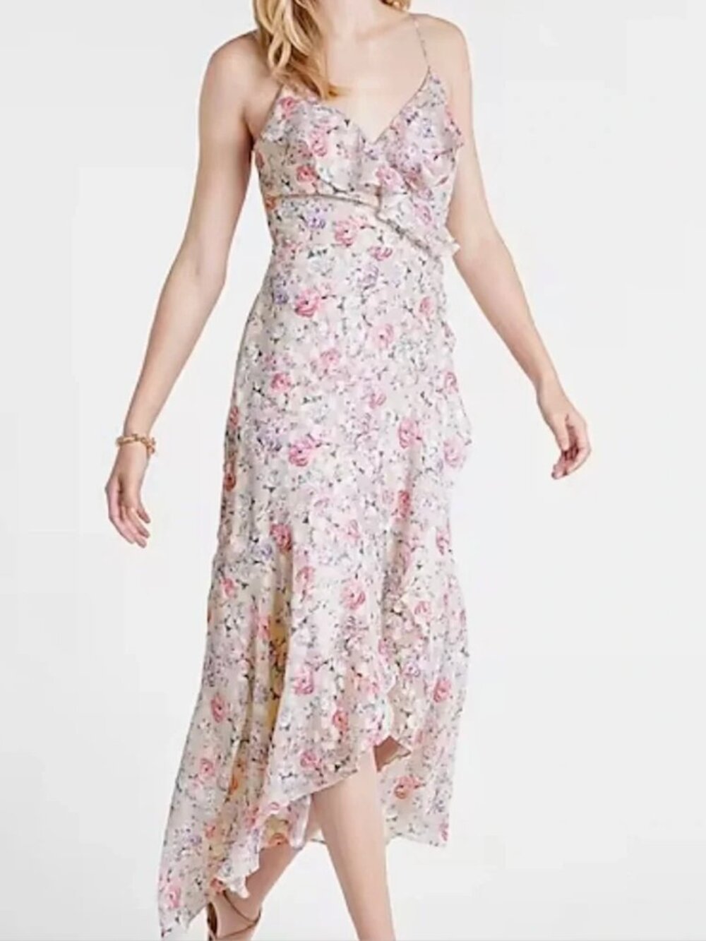 Last Chance Express Floral Ruffle Wrap Maxi Dress - Light Pink | NWT, Size M